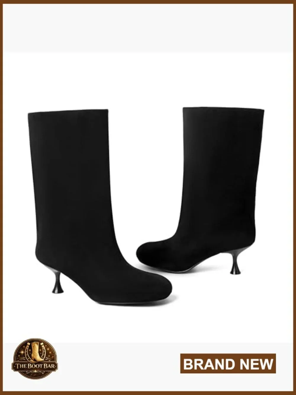 Wide Calf Suede Ankle Boots with Kitten Heel Slip-On Comfort